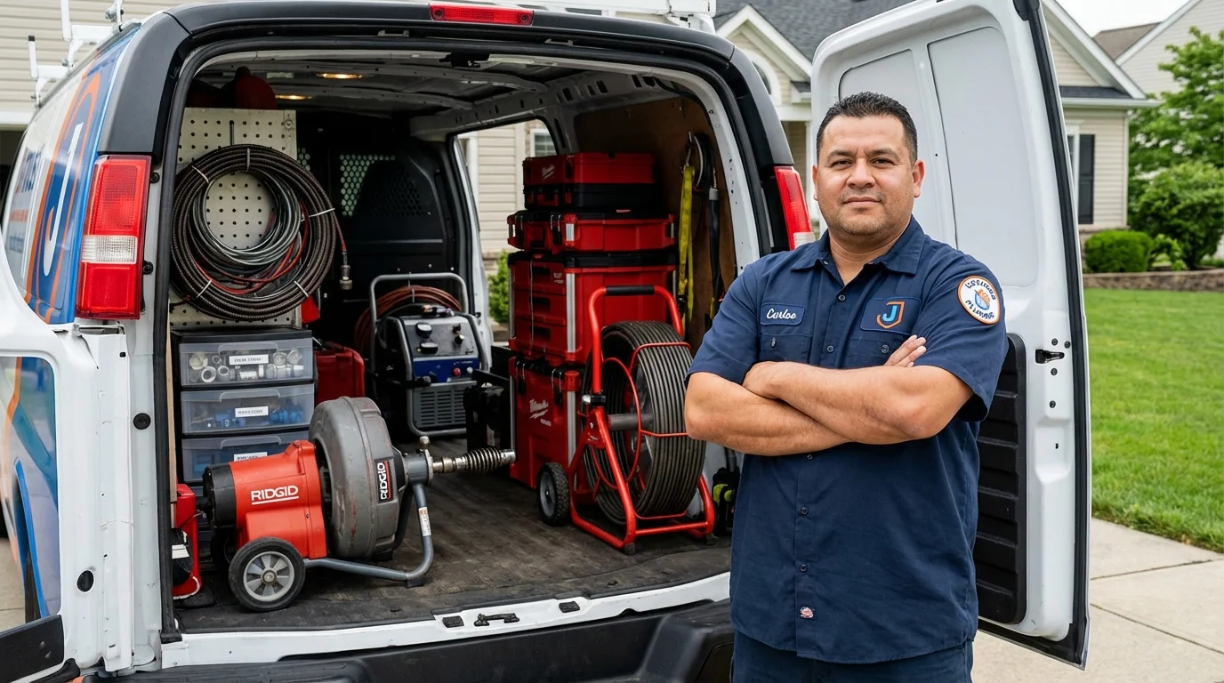 Professional drain cleaning equipment and Johns Plumbing LLC plumber in Kalama